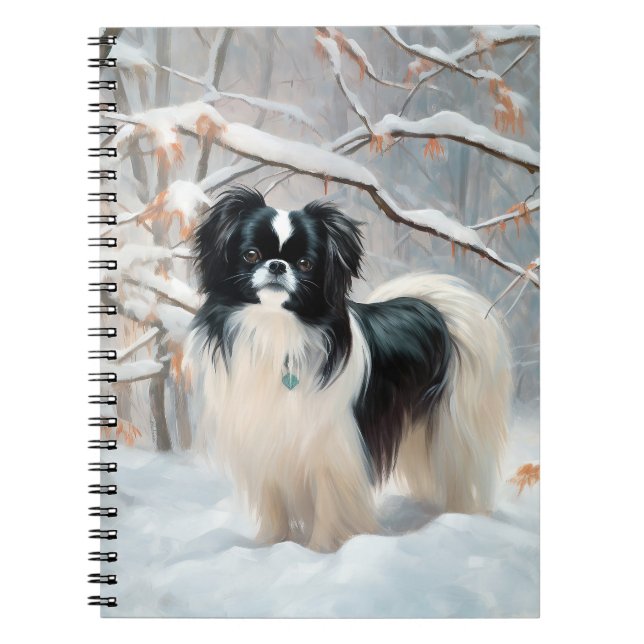 Japanese Chin Låt det snöa jul Anteckningsbok (Framsidan)