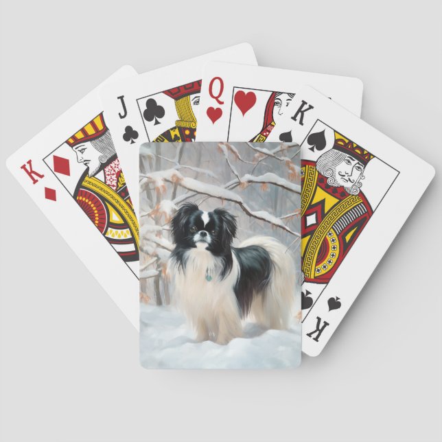 Japanese Chin Låt Det Snöa Jul Casinokort (Baksidan)