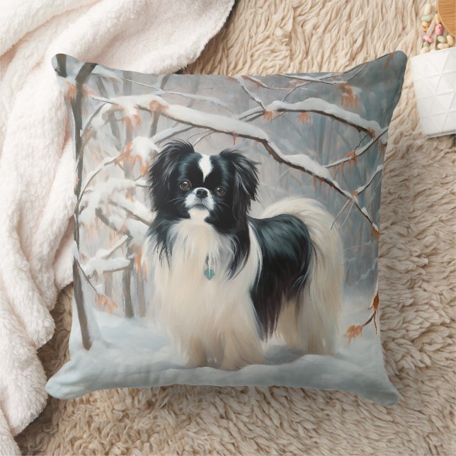 Japanese Chin Låt det snöa jul Kudde (Filt)