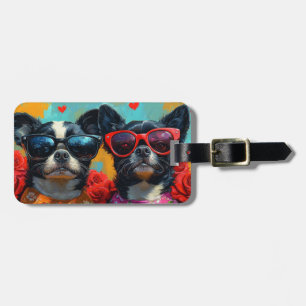 Japanese Chin med hjärtrusor Alla hjärtans dag Bagagebricka