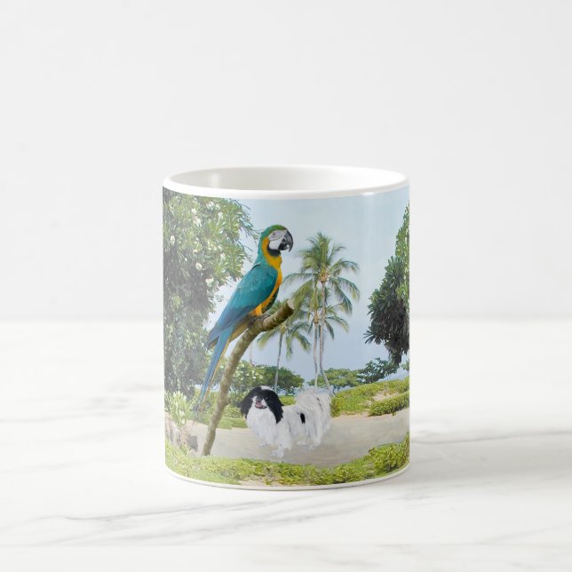 Japanese Chin och Macaw Kaffemugg (Center)