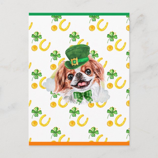 Japanese Chin Shamrock St. Patricks Day Helg Vykort (Framsida)