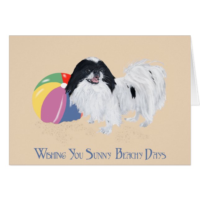 Japanese Chin Strandboll Hälsningskort (Framsidan Horizontal)