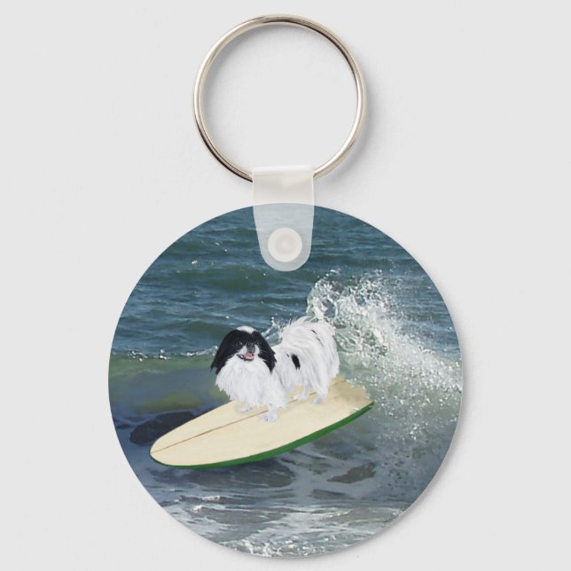 Japanese Chin Surfing Nyckelring (Framsida)