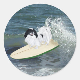 Japanese Chin Surfing Runt Klistermärke