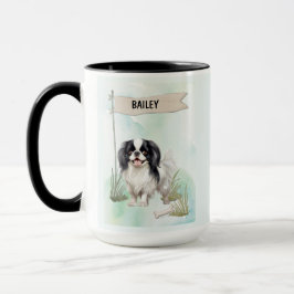 Japanese Chin Watercolor Personalized Dog Mugg
