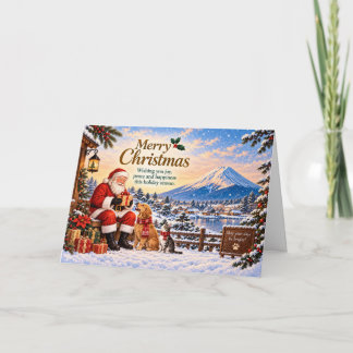 Japanese Christmas with Mount Fuji and Santa Kort