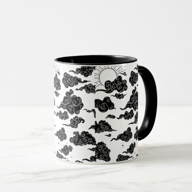 Japanese Cloud Pattern Aesthetic Mugg (Framsida höger)