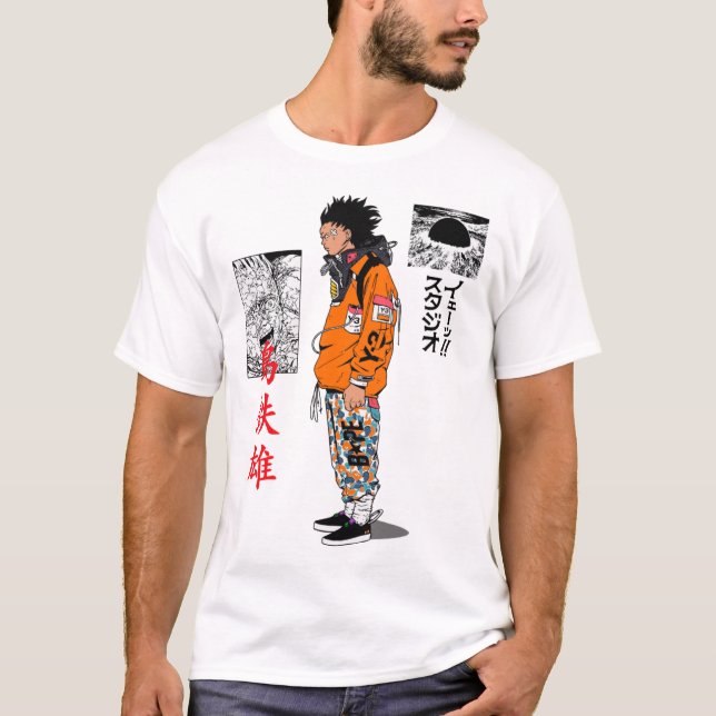Japanese Cool Urban Samurai Vaporwave Style  T Shirt (Framsida)