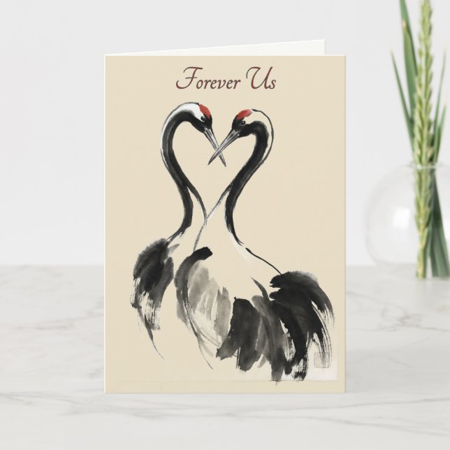 Japanese Crane Love Greeting Card Helgkort (Framsida)