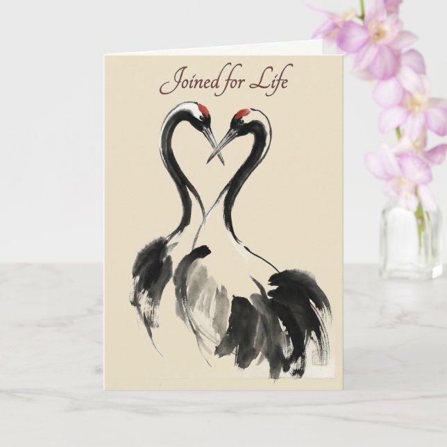 Japanese Crane Love Greeting Card Kort (Orkide)