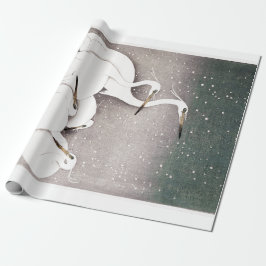 JAPANESE CRANES IN SNÖ Wrapping Papper Presentpapper