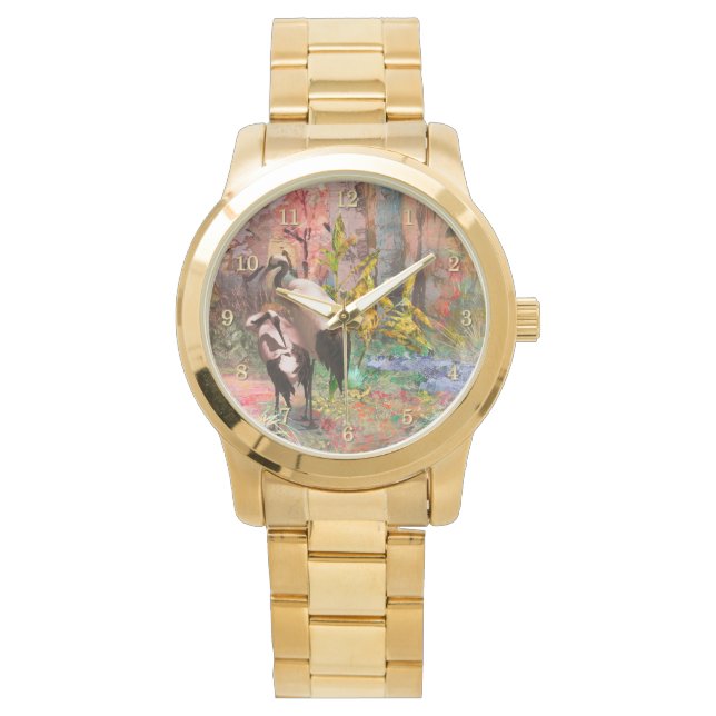 JAPANESE CRANES "Stigning Sol" Armbandsur (Framsida)