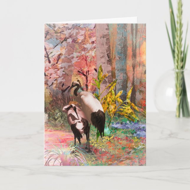 JAPANESE CRANES "Stigning Sol" Kort (Framsida)