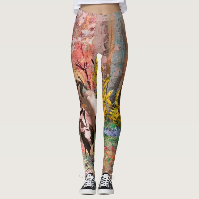 JAPANESE CRANES "Stigning Sol" Leggings (Framsida)