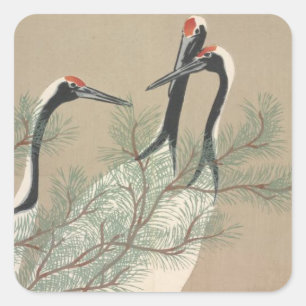 JAPANESE CRANES WRAPPING ETC. FYRKANTIGT KLISTERMÄRKE