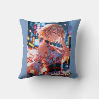 Japanese Cyberpunk Anime Girl Poster | Neon City Kudde