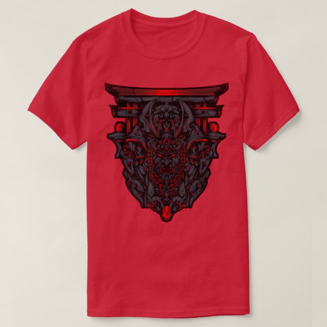 Japanese Devil Oni Demon Samurai Cosplay Ninja Tec T Shirt (Design framsida)