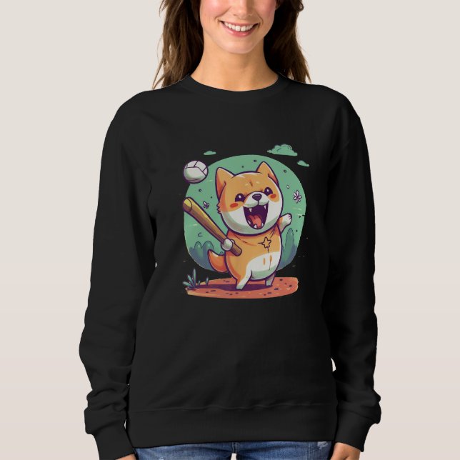 Japanese Dog Shiba Inu Sport Baseball T Shirt (Framsida)