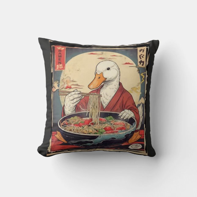 Japanese Duck Ramen , Fun Foodie Gift for  Noodle  Kudde (Framsida)