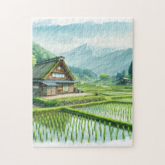 Japanese Farmhouse and Rice Fields – Rural Puzzle Pussel