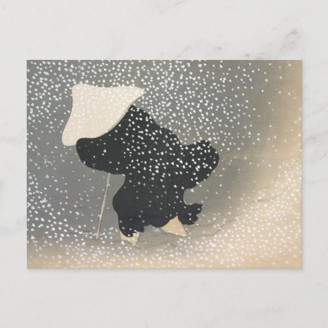 JAPANESE FIGUR I SNÖ POSTCARD VYKORT (Framsida)