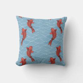 JAPANESE FISH GRAPHIC COTTOM Dekorativ kudde
