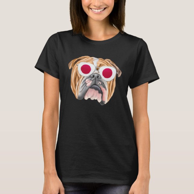 Japanese Flag Bulldog Dog Japan Pocket T Shirt (Framsida)