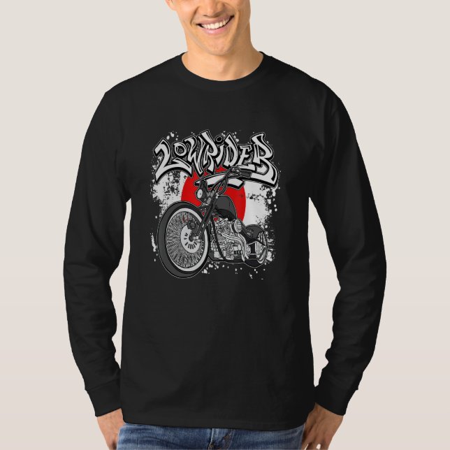 Japanese Flag Latino Vicla Cholo Motorcycles Lowri T Shirt (Framsida)