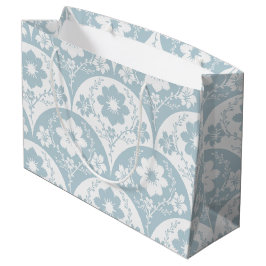 Japanese Floral Pattern in Soft Blue and White