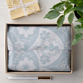 Japanese Floral Pattern in Soft Blue and White