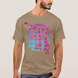Japanese Flower Synthwave Sakura Vaporwave Cherry  T Shirt