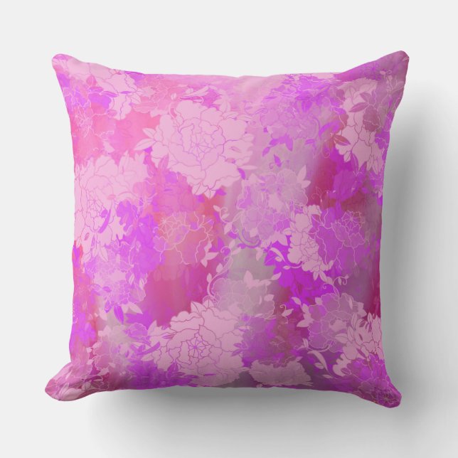 Japanese flowers pink patterns kudde (Framsida)