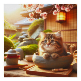 Japanese fluffy brown tabby cat perfect poster