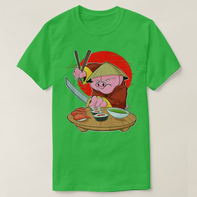 Japanese Food I Maki Lover I Samurai Sushi Pig  T Shirt (Design framsida)