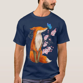 Japanese Fox Cherry blossom Flower sakura trees Ka T Shirt