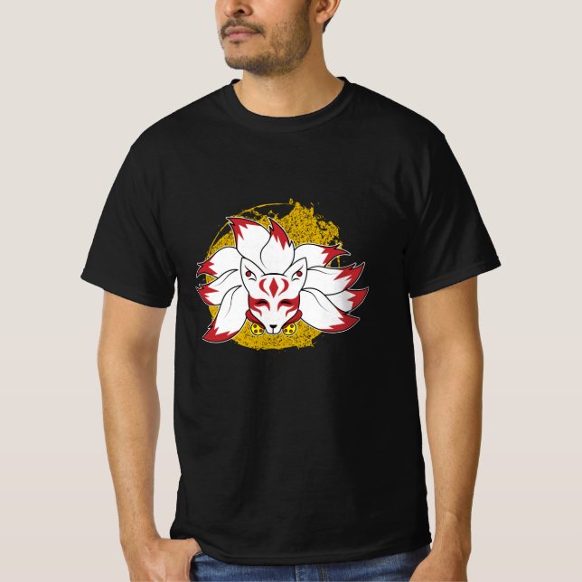 Japanese Fox Cute Anime Kawaii Kitsune Kami Inari T Shirt (Framsida)