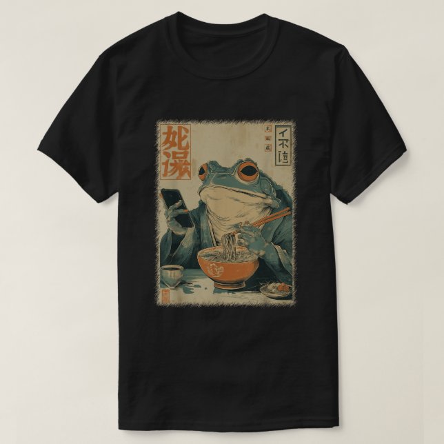 Japanese Frog Ramen Art Funny Ukiyo-e Shirt T Shirt (Design framsida)