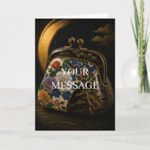 Japanese Gamaguchi Purse Gold Art Card