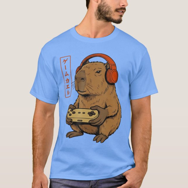 Japanese Gamer Capybara Art Men Women Boys Funny G T Shirt (Framsida)