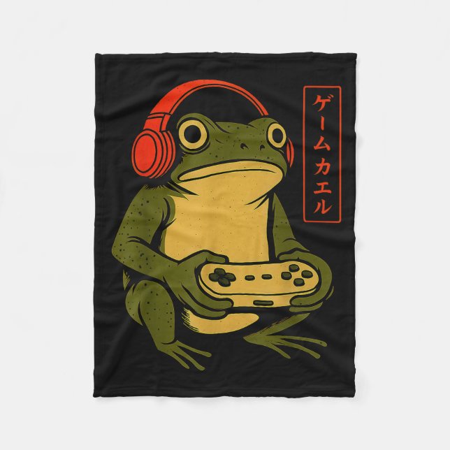 Japanese Gamer Frog Art Men Women Boys Funny Vinta Fleecefilt (Framsidan)