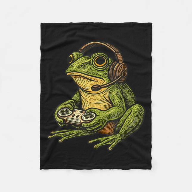 Japanese Gamer Frog Art Men Women Boys Funny Vinta Fleecefilt (Framsidan)