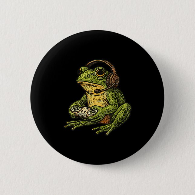Japanese Gamer Frog Art Men Women Boys Funny Vinta Knapp (Framsida)