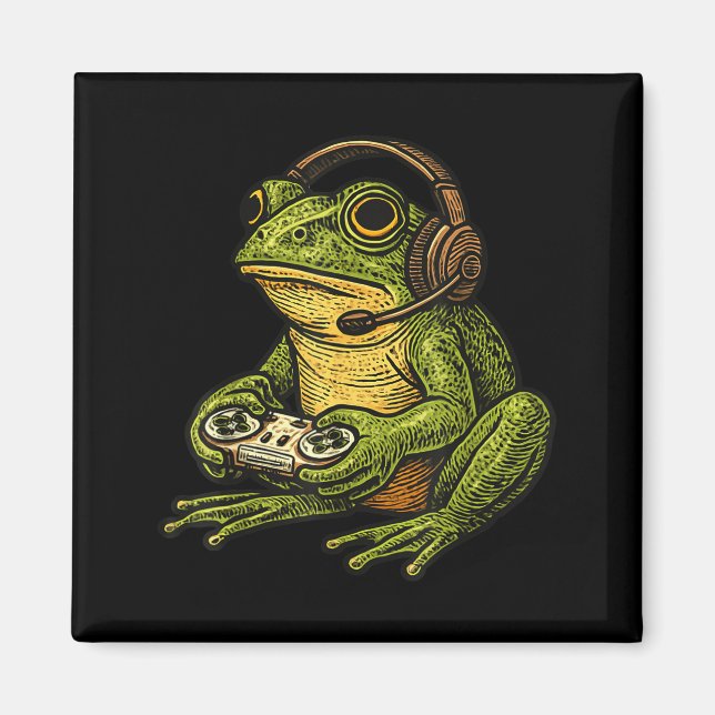 Japanese Gamer Frog Art Men Women Boys Funny Vinta Magnet (Framsidan)