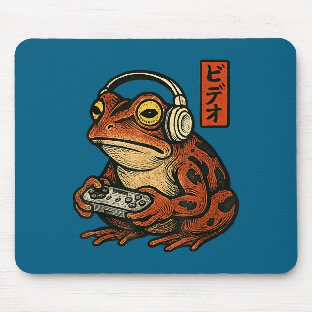 Japanese Gamer Frog Art Men Women Boys Funny Vinta Musmatta (Framsidan)