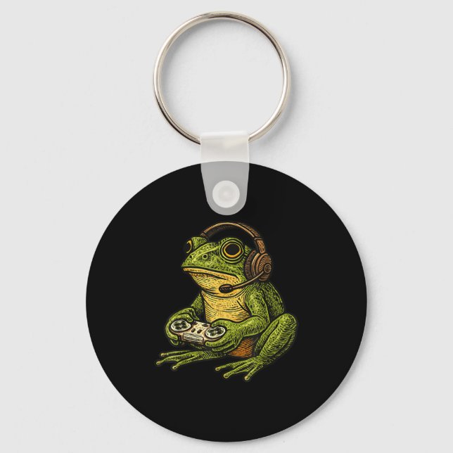 Japanese Gamer Frog Art Men Women Boys Funny Vinta Nyckelring (Framsida)