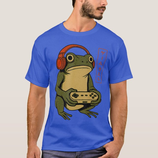 Japanese Gamer Frog Art Men Women Boys Funny Vinta T Shirt (Framsida)