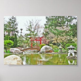 JAPANESE GARDEN OCH RED TORII GRIND PRINT POSTER