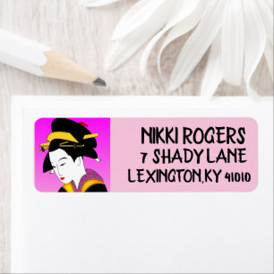 JAPANESE GEISHA GIRL RETURETIKETTERS RETURADRESS ETIKETT