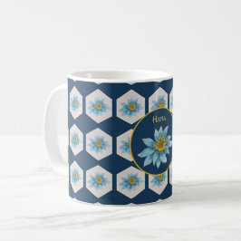 Japanese Geometric Lily Flower Pattern Monogram Kaffemugg